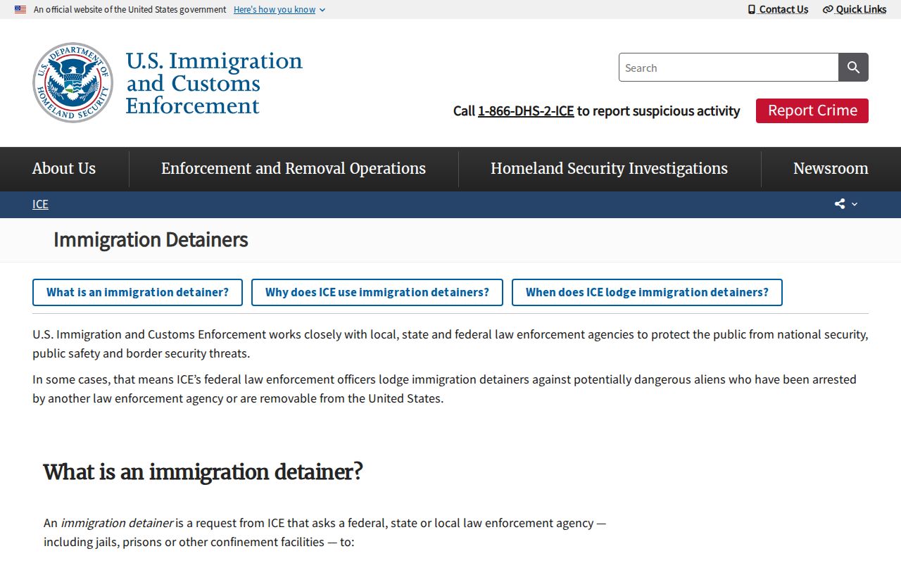 Pickett County Jail release to ICE detainer information
